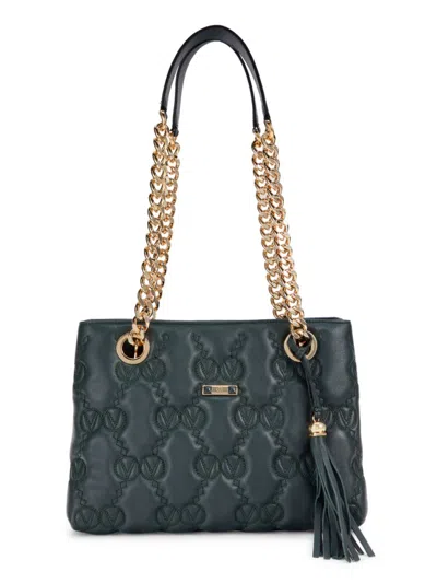 Shop Valentino By Mario Valentino Women's Kali Leather Chain Shoulder Bag In Forest Green