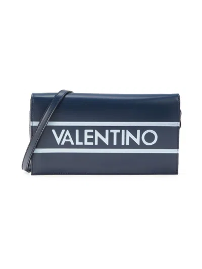 Shop Valentino By Mario Valentino Women's Lena Logo Leather Crossbody Bag In Midnight Blue
