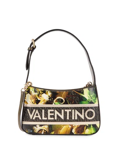 Shop Valentino By Mario Valentino Women's Kai Bouquet Leather Shoulder Bag In Olive