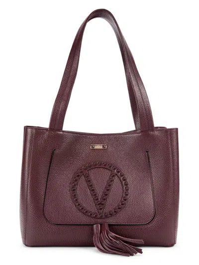 Shop Valentino By Mario Valentino Women's Estelle Studded Leather Tote In Fig Purple