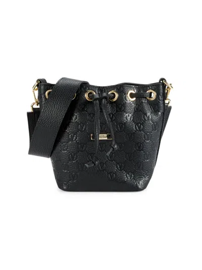 Shop Valentino By Mario Valentino Women's Jules Monogram Leather Bucket Bag In Black