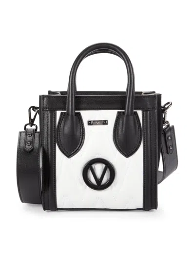 Shop Valentino By Mario Valentino Women's Eva Two Tone Leather Shoulder Bag In Black White