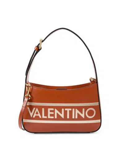 Shop Valentino By Mario Valentino Women's Kai Logo Leather Shoulder Bag In Umber