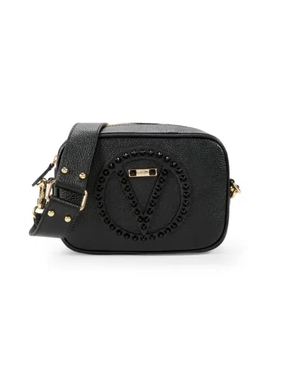 Shop Valentino By Mario Valentino Women's Mia Leather Crossbody Camera Bag In Black