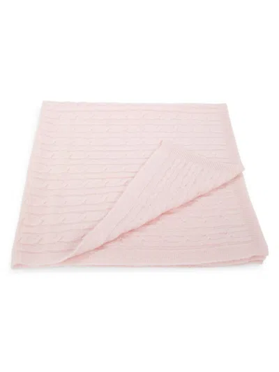 Shop Saks Fifth Avenue Cashmere Cable Knit Baby Blanket In Light Pink