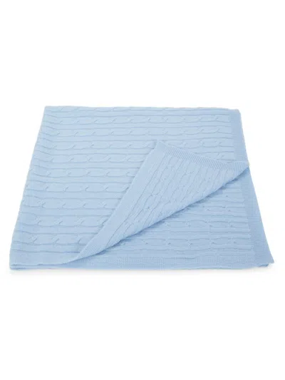 Shop Saks Fifth Avenue Cashmere Cable Knit Baby Blanket In Light Blue