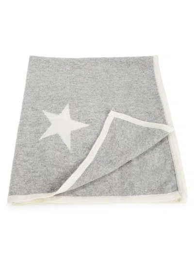 Shop Saks Fifth Avenue Cashmere Star Knit Baby Blanket In Grey White