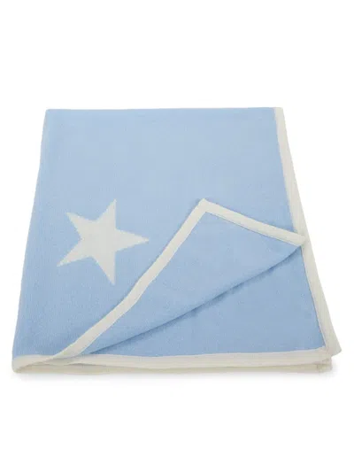Shop Saks Fifth Avenue Cashmere Star Knit Baby Blanket In Light Blue