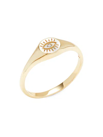 Shop Saks Fifth Avenue Women's 14k Yellow Gold Evil Eye Signet Ring
