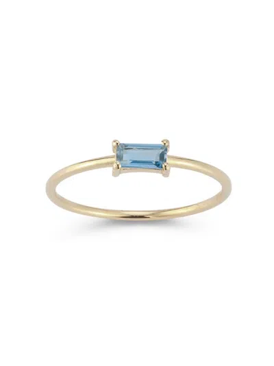 Shop Saks Fifth Avenue Women's 14k Yellow Gold & Blue Topaz Solitaire Ring
