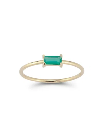 Shop Saks Fifth Avenue Women's 14k Yellow Gold & Green Onyx Solitaire Ring