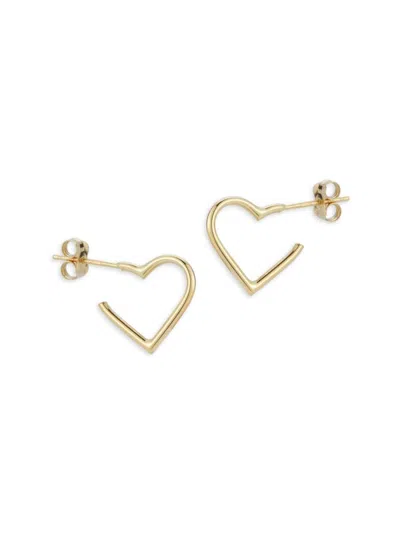 Shop Saks Fifth Avenue Women's Small 14k Yellow Gold Heart Half Hoop Earrings