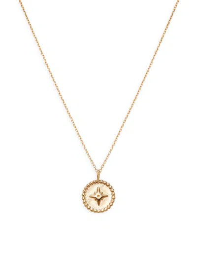 Shop Saks Fifth Avenue Made In Italy Women's 14k Yellow Gold Medallion Pendant Chain Necklace