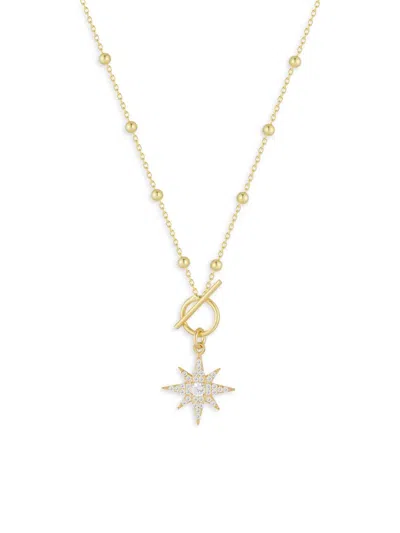 Shop Chloe & Madison Women's Sterling Silver & Cubic Zirconia Starburst Toggle Necklace In Gold