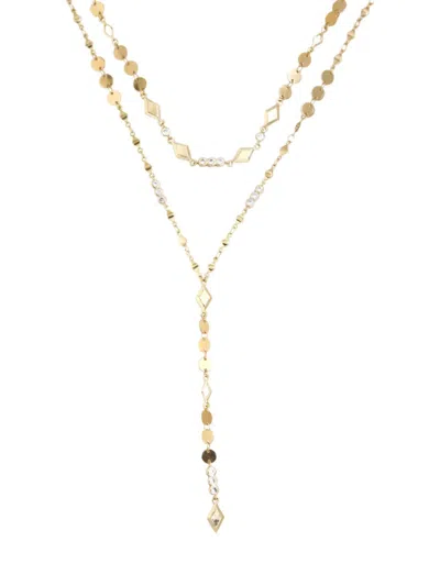 Shop Ettika Women's 18k Goldplated & Cubic Zirconia Layered Lariat Necklace In Brass
