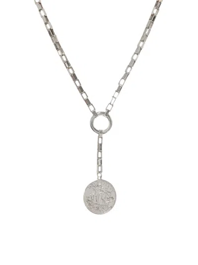 Shop Ettika Women's Power Play Rhodium Plated Coin Lariat Necklace In Neutral