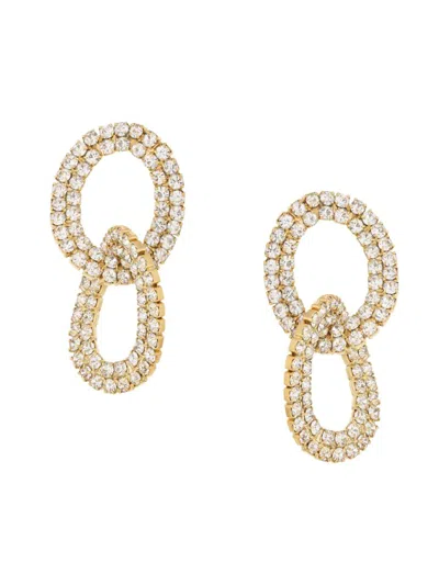 Shop Ettika Women's 18k Goldplated & Glass Crystal Link Drop Earrings In Brass