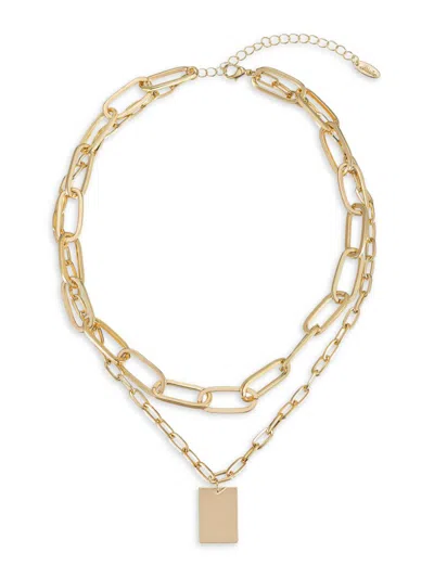 Shop Ettika Women's Goldtone Steel Paperclip Double Chain Pendant Necklace In Neutral