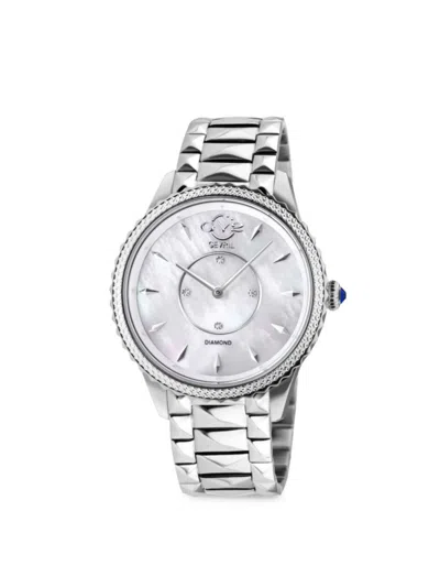 Shop Gv2 Women's Siena 38mm Stainless Steel, Mother Of Pearl & 0.02 Tcw Diamond Bracelet Watch In White