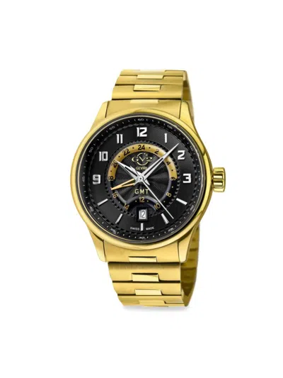 Shop Gv2 Men's Giromondo 42mm Stainless Steel Bracelet Watch In Black