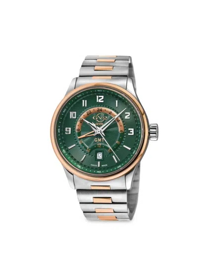 Shop Gv2 Men's Giromondo 42mm Stainless Steel Bracelet Watch In Green