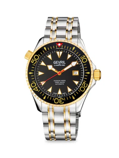 Shop Gevril Men's Hudson Yards 43mm Two Tone Stainless Steel Automatic Watch In Sapphire
