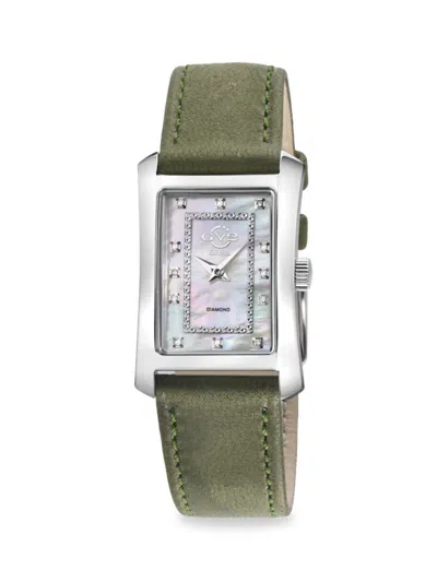 Shop Gevril Luino 29mm Stainless Steel, Diamond & Leather Strap Watch In Sapphire