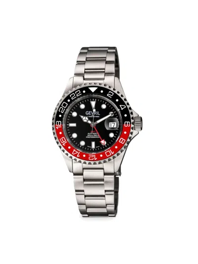 Shop Gevril Men's Wall Street 43mm Stainless Steel Bracelet Watch In Black