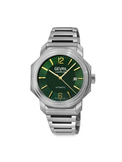 Shop Gevril Men's Roosevelt 43mm Titanium Automatic Bracelet Watch In Green