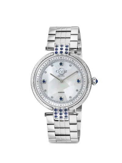 Shop Gv2 Women's Matera 35mm Stainless Steel & Diamond Bracelet Watch In Sapphire