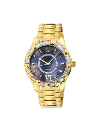 Shop Gv2 Women's Venice 38.5mm Ip Goldtone Stainless Steel & Diamond Bracelet Watch In Sapphire