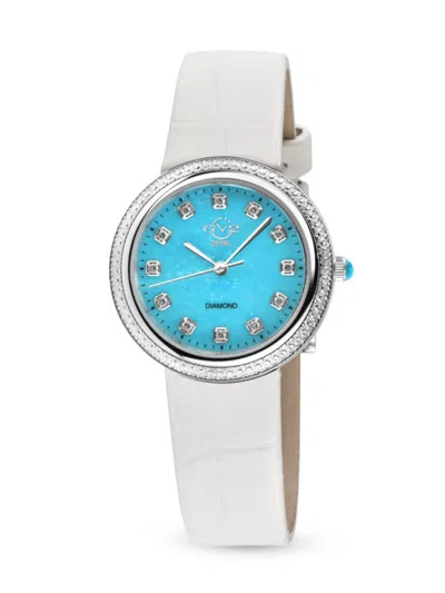 Shop Gv2 Women's Arezzo 33mm Stainless Steel, Turquoise, Diamond & Leather Strap Watch