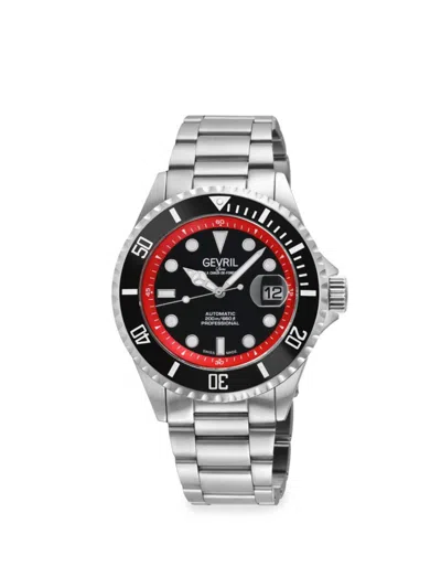 Shop Gevril Men's Wall Street 43mm Stainless Steel Bracelet Watch In Black