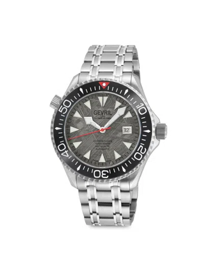 Shop Gevril Men's Hudson Yards 43mm Stainless Steel Bracelet Watch In Gray