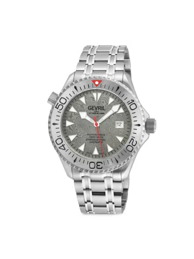 Shop Gevril Men's Hudson Yards 43mm Stainless Steel Automatic Bracelet Watch In Gray