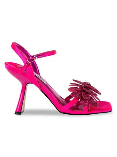 Shop Lady Couture Women's Lust Rhinestone Petal Heel Sandals In Fuchsia