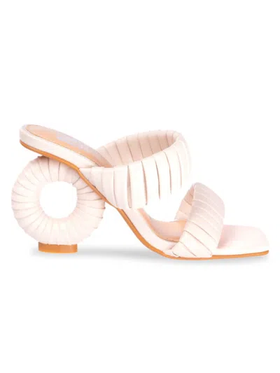 Shop Ninety Union Women's Ash Circular Heel Pleated Sandals In Ivory