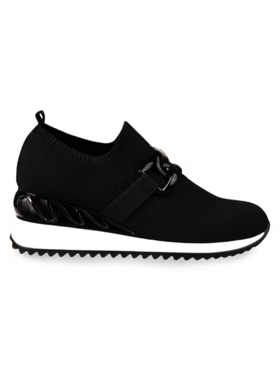 Shop Lady Couture Women's Boston Wedge Sock Sneakers In Black