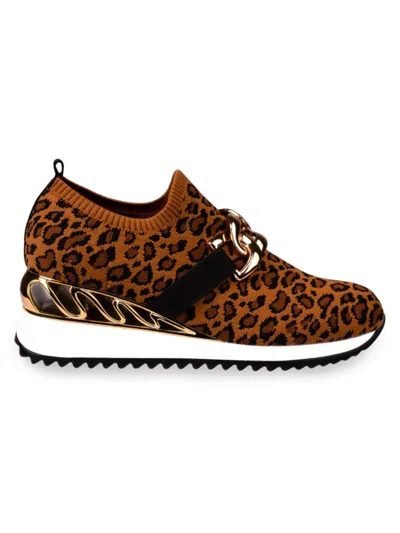 Shop Lady Couture Women's Boston Wedge Sock Sneakers In Leopard
