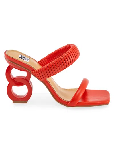 Shop Lady Couture Women's Raddle Sculpture Heel Sandals In Orange