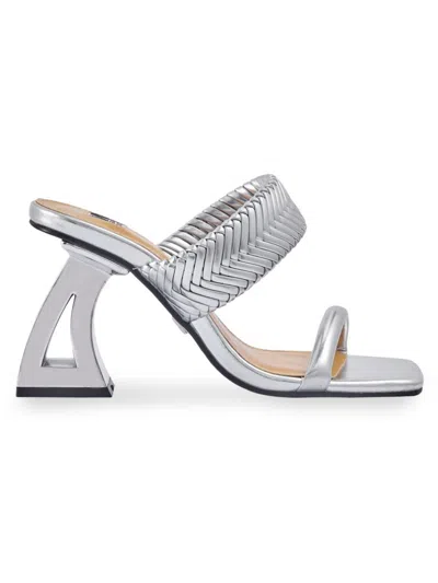 Shop Lady Couture Women's Malibu Sculpture Heel Braided Sandals In Silver