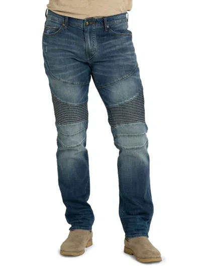 Shop Stitch's Jeans Men's Distressed Slim Fit Biker Jeans In Desert Day