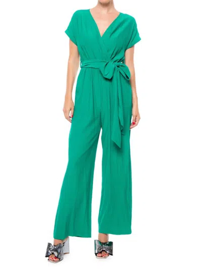 Shop Meghan La Women's Wonderland Belted Wide Leg Jumpsuit In Emerald