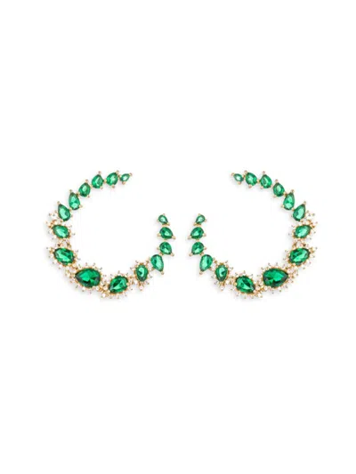 Shop Eye Candy La Women's Luxe Green Roman Cubic Zirconia Drop Earrings