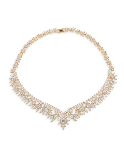 Eye Candy La Cz Queen Statement Necklace In Brass