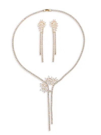 Shop Eye Candy La Women's Luxe April 2-piece 18k Goldplated & Cubic Zirconia Necklace Earring Set In Neutral