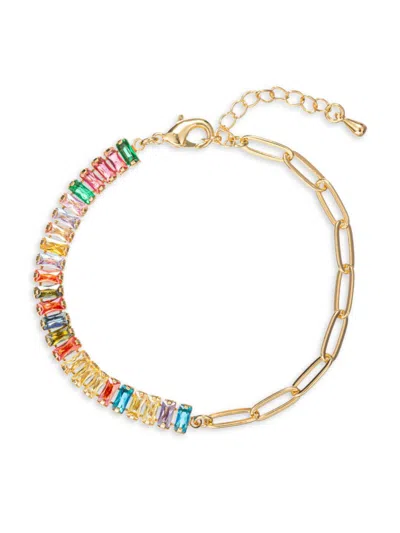 Shop Eye Candy La Women's Luxe Rana 18k Goldplated & Cubic Zirconia Chain Bracelet In Brass