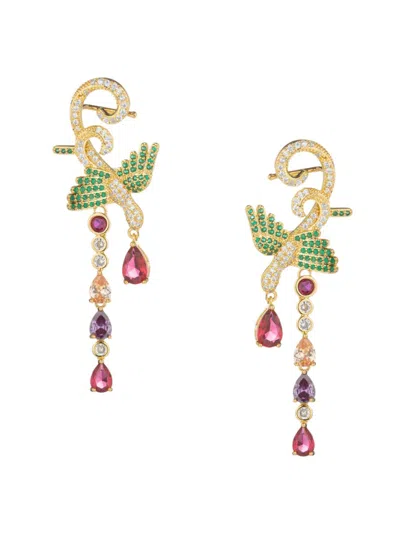 Shop Eye Candy La Women's The Luxe Cubic Zirconia Bird Dangle Earrings In Goldtone