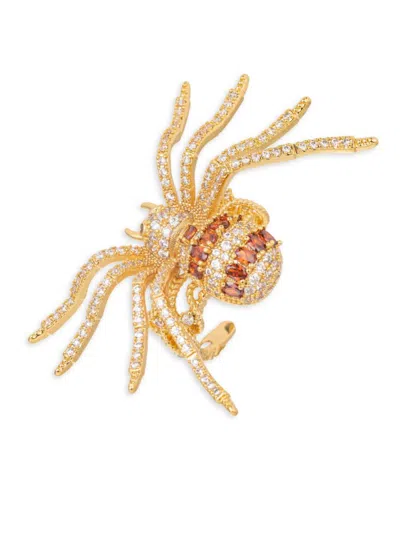 Shop Eye Candy La Women's Luxe 18k Goldplated Crawler Spider Adjustable Ring In Brass