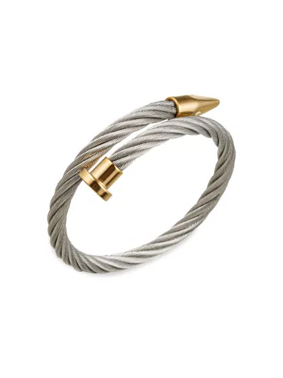 Shop Eye Candy La Men's Premium Armel Two Tone Titanium Spike Wire Bracelet In Neutral